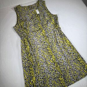 GAP New Animal Print Sleeveless Sheath Dress Yellow Gray Black Plus Size 16‎